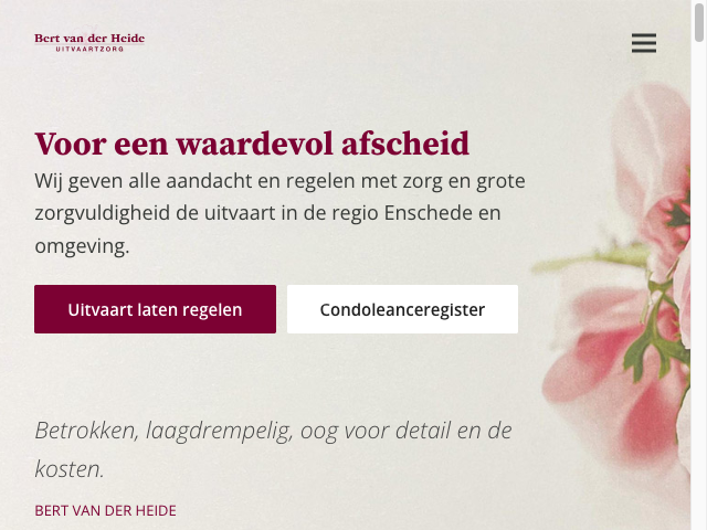 Screenshot Bert van der Heiden Uitvaartzorg