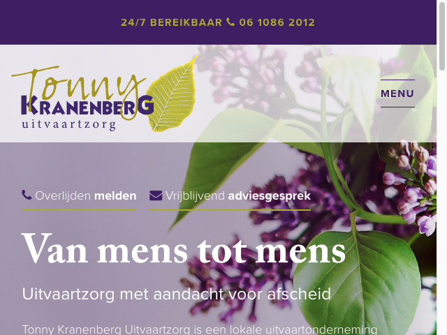 Screenshot Tonny Kranenberg Uitvaartzorg