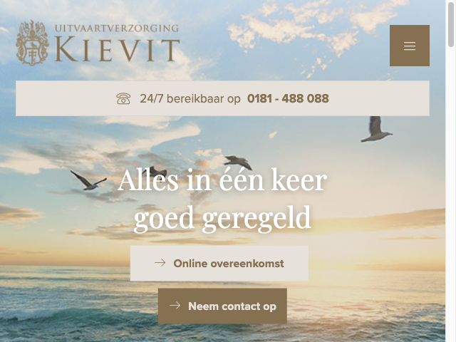 Screenshot Kievit Uitvaartverzorging